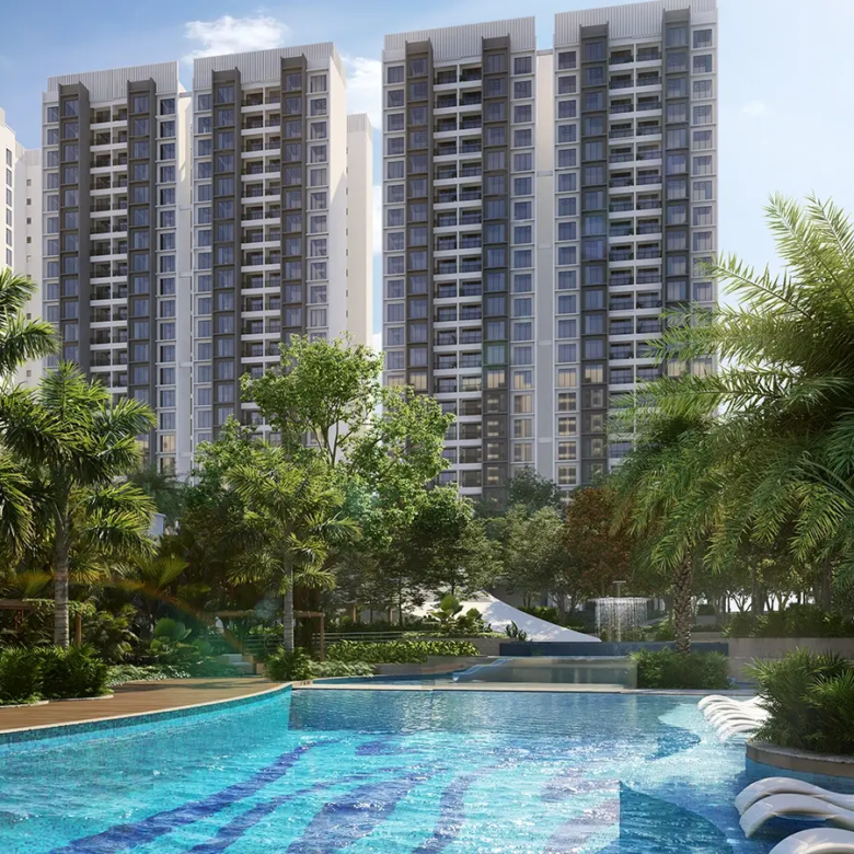 Godrej Forest Grove swimming pool & buildings