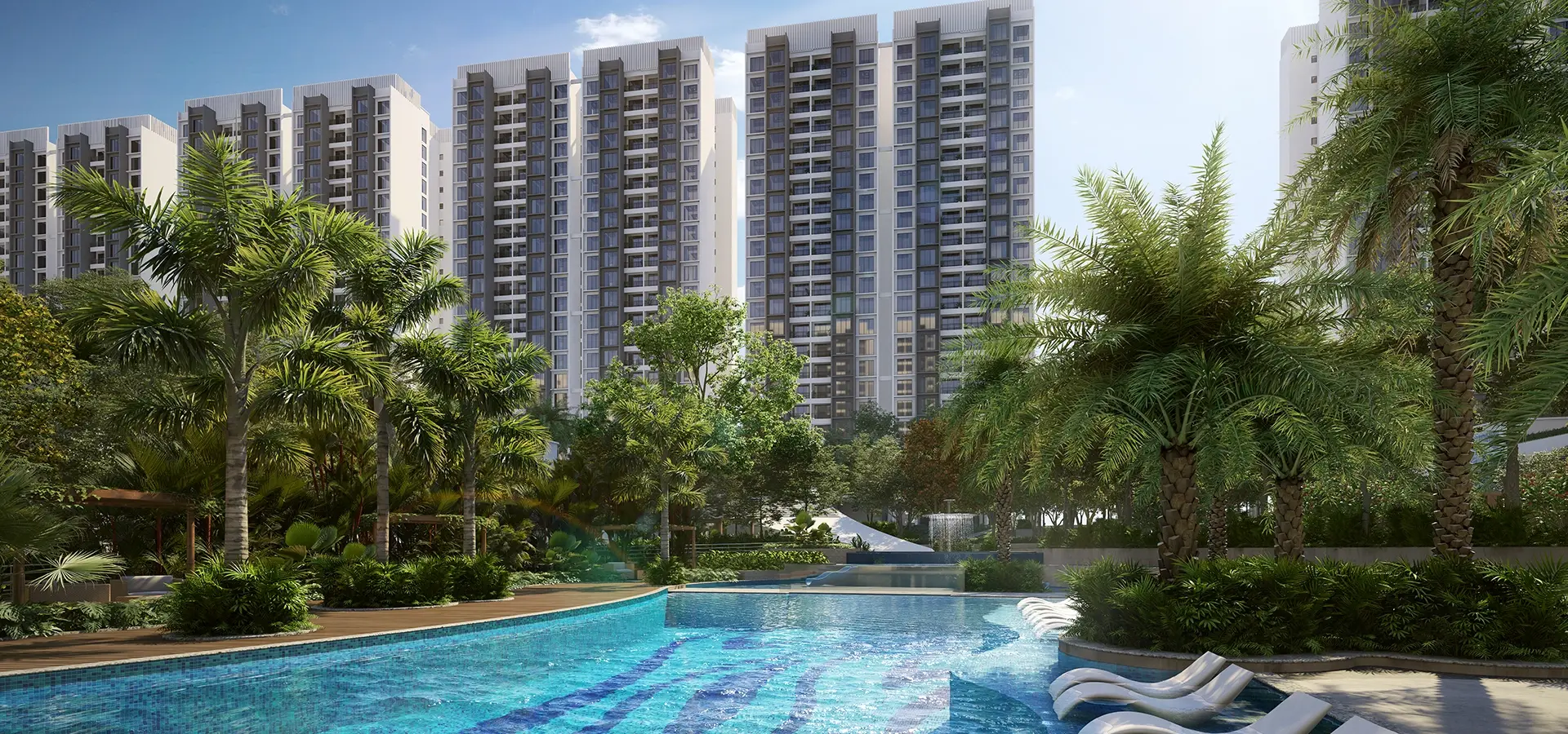 Godrej Forest Grove swimming pool & buildings